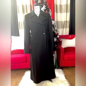 Long black side button, wool coat